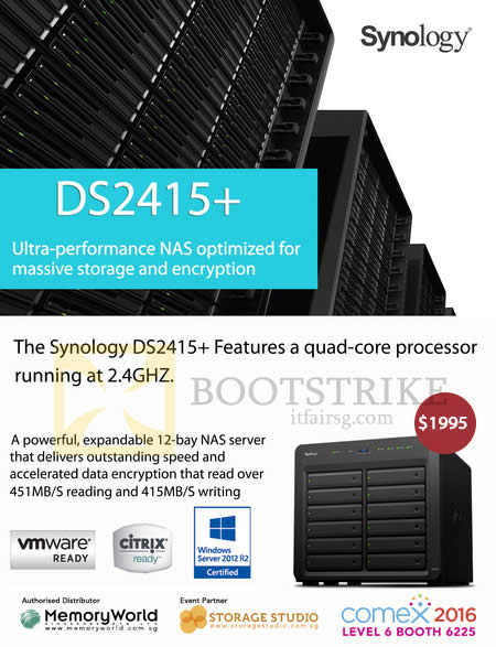 COMEX 2016 price list image brochure of Memory World Synology NAS DS2415Plus