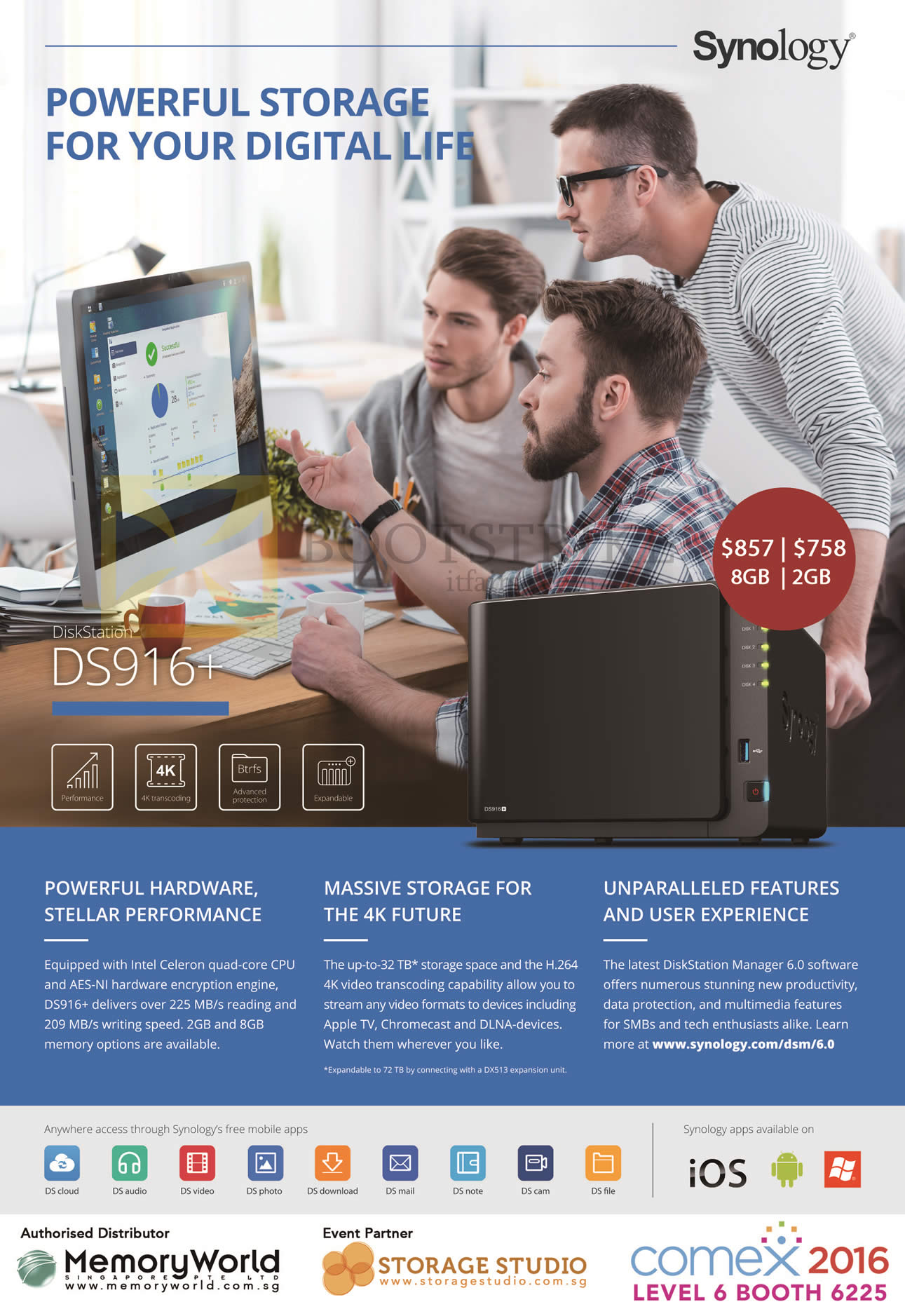 COMEX 2016 price list image brochure of Memory World Synology NAS DiskStation DS916plus