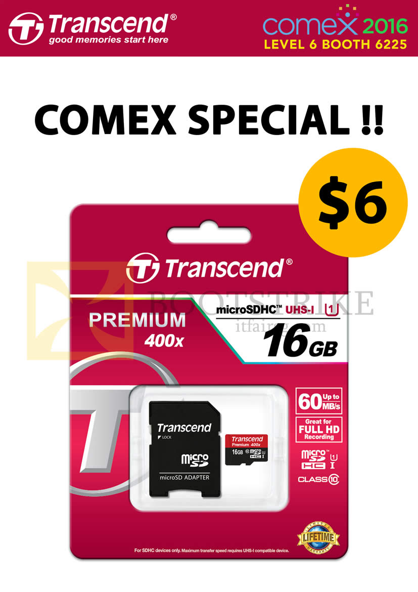 COMEX 2016 price list image brochure of Memory World Transcend 16GB MicroSDHC