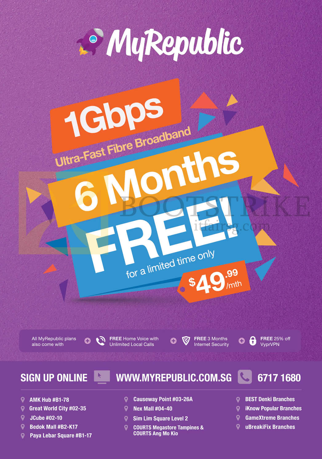 COMEX 2016 price list image brochure of MyRepublic 49.99 1Gbps Ultra-Fast Fibre Broadband