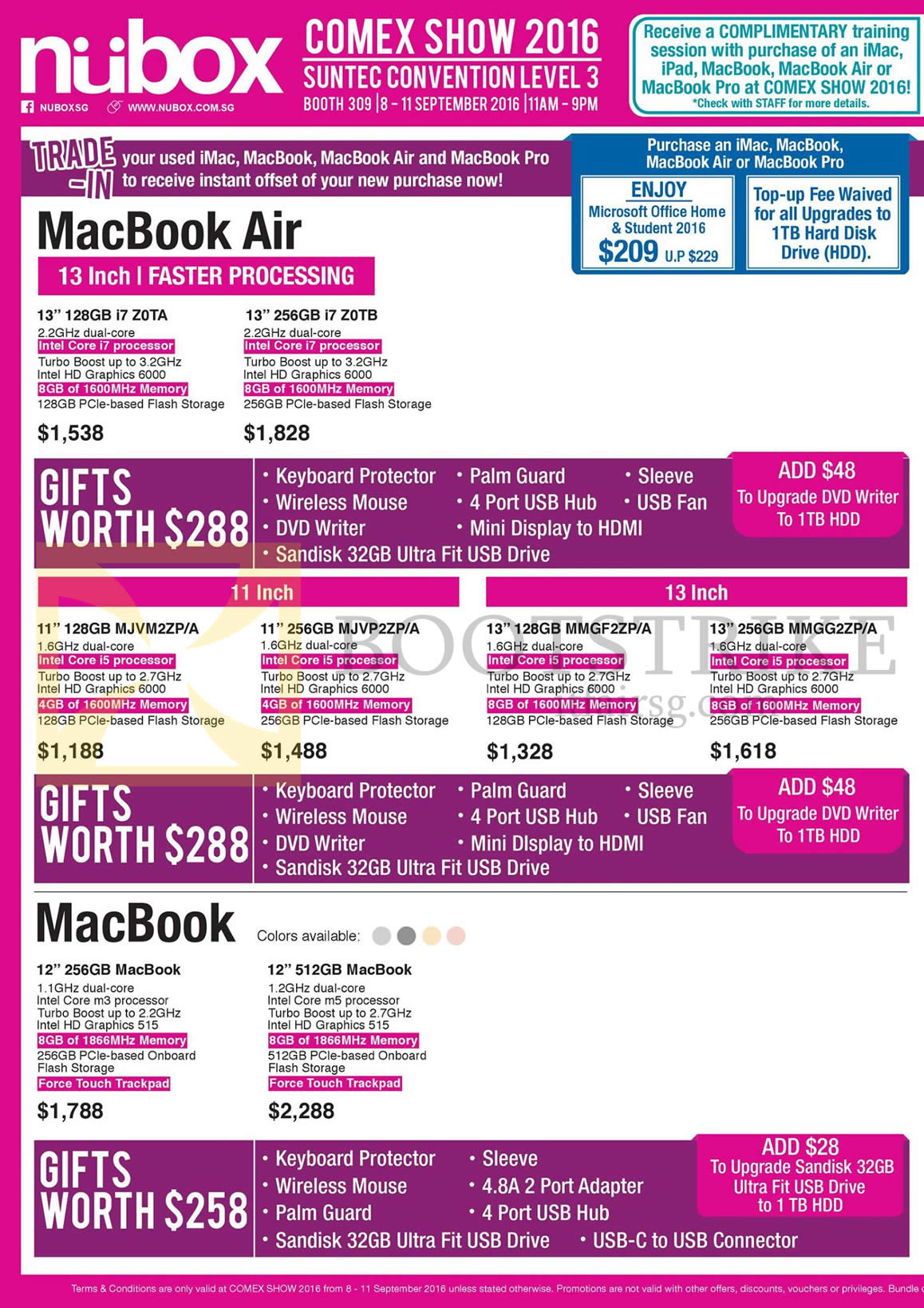 COMEX 2016 price list image brochure of Nubox Apple Notebooks MacBook Air, MacBook, 11 Inch, 13 Inch