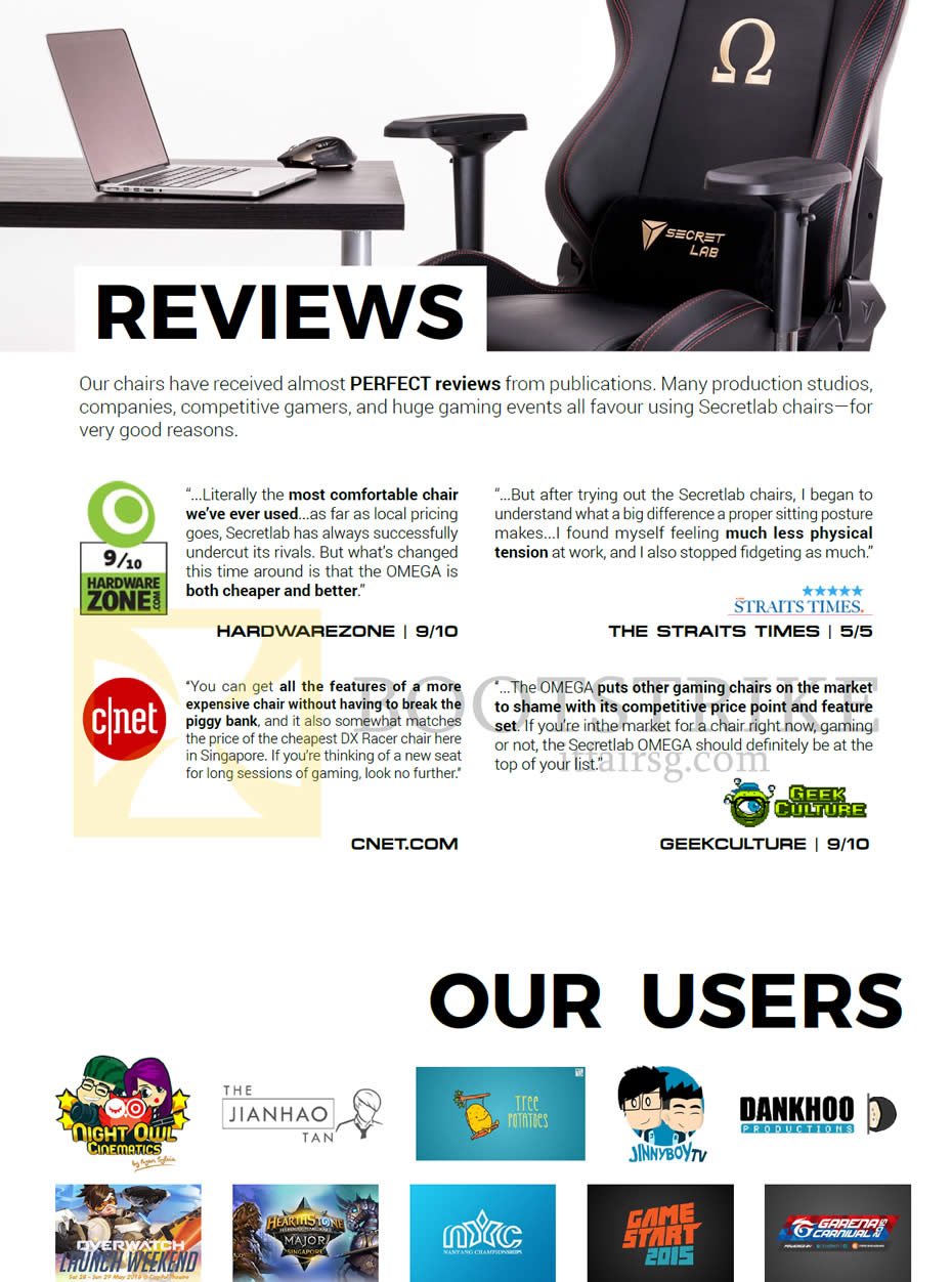 COMEX 2016 price list image brochure of Secretlab Chairs Reviews, Users