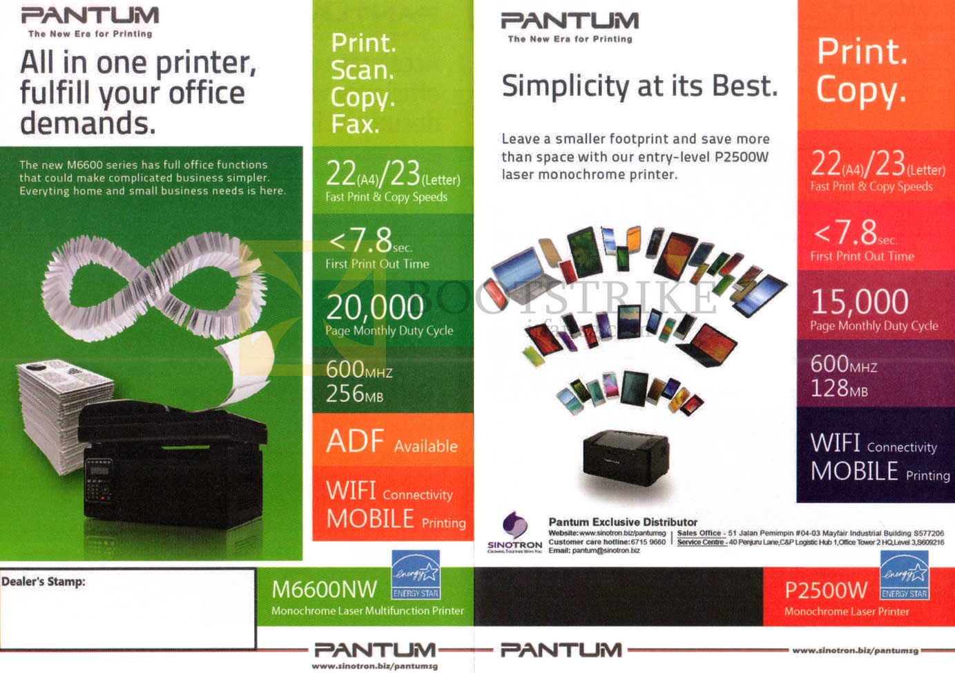 COMEX 2016 price list image brochure of Sinotron Pantum Printers M6600NW, P2500W