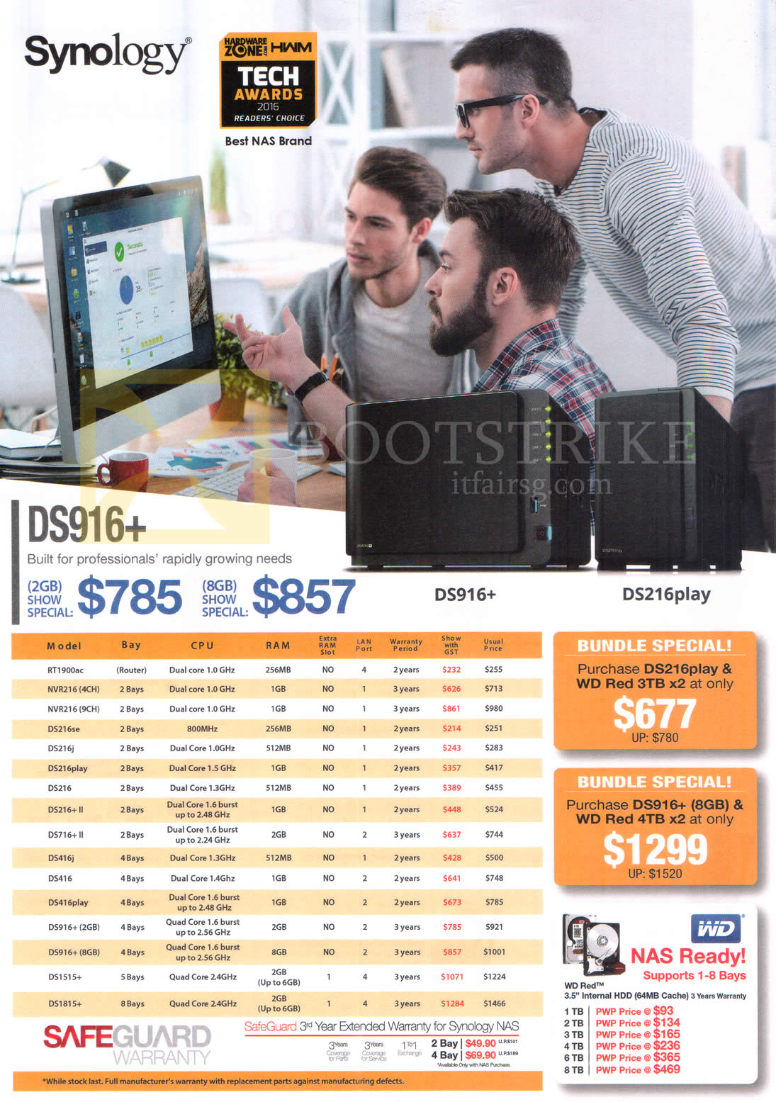 COMEX 2016 price list image brochure of Unknown Synology NAS DS916Plus, 216j, 216play, 216Plus II, 416j, 416, 416play, 1515plus, NVR216