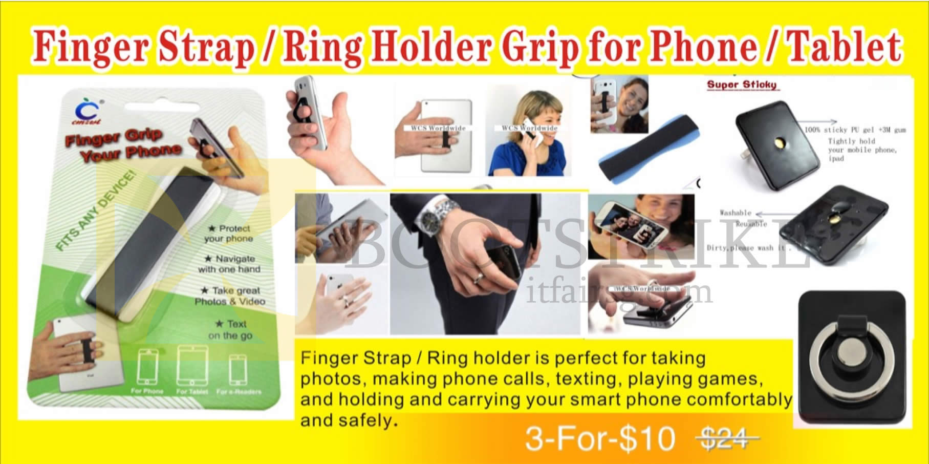 COMEX 2016 price list image brochure of Worldwide Computer Finger Strap, Ring Holder Grip For Phone, Tablet