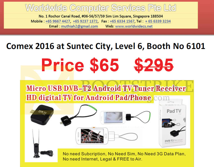 COMEX 2016 price list image brochure of Worldwide Computer Micro USB DVB-T2 Android TV Runer Receiver