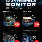 Challenger Gaming Monitors Lenovo Y27G, Dell S2716DG, Acer PRedator X34, Asus ROG Swift PF348Q