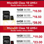 Kingston MicroSD Class 10 UHS-I 16GB, 32GB, 64GB