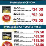 Lexar CompactFlash CF Cards 800x, 1000x, 1066x, 16GB, 32GB, 64GB