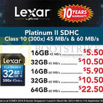 Lexar Platinum II SDHC Class 10 16GB, 32GB, 64GB