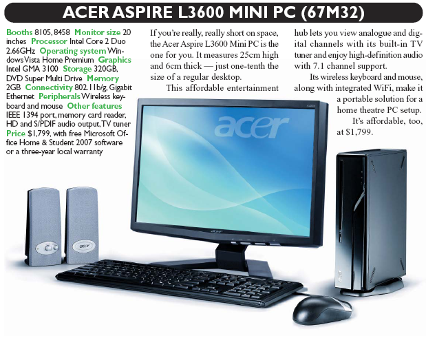 IT Show 2008 price list image brochure of Acer Aspire L3600 Mini PC 67m32