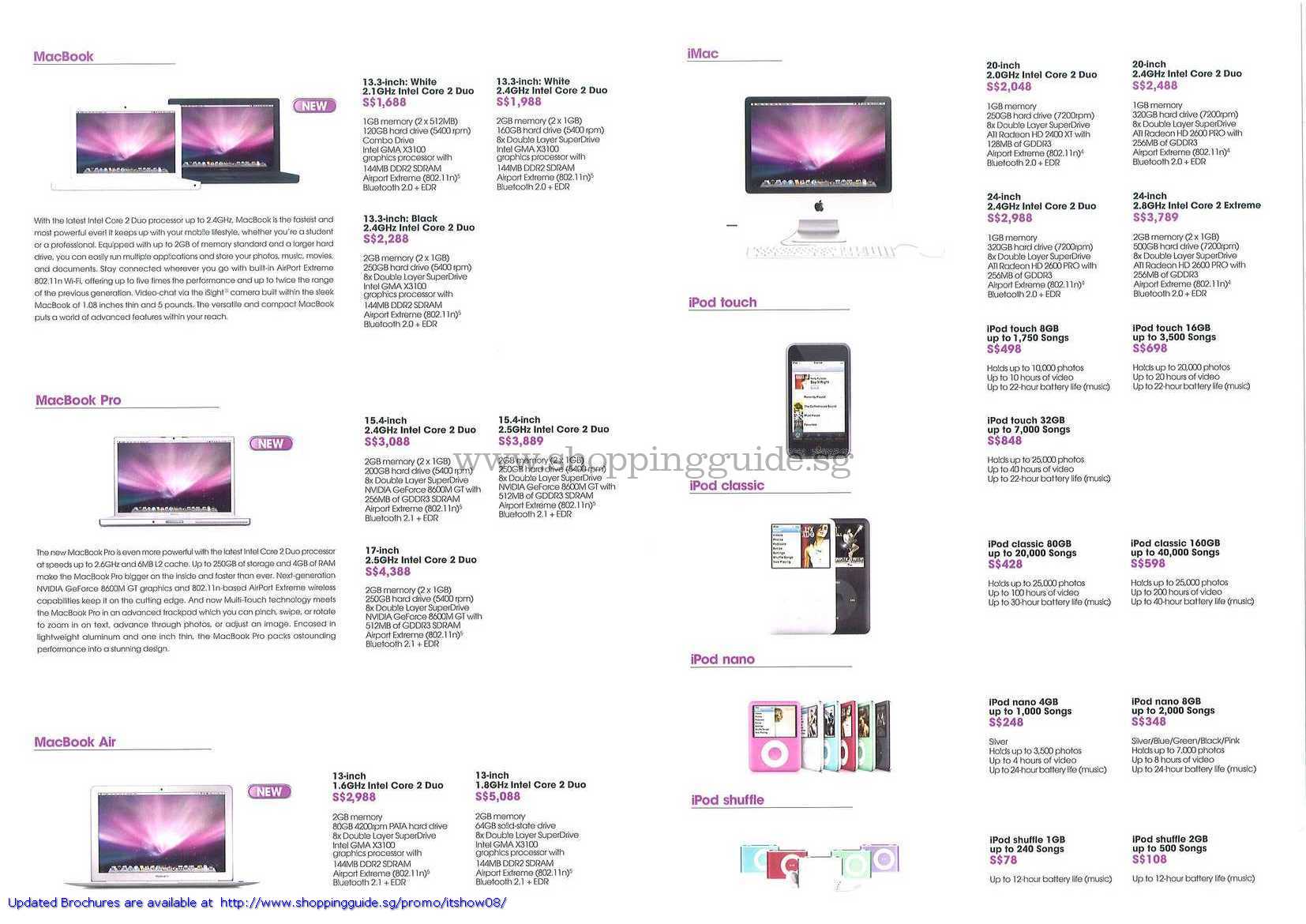 IT Show 2008 price list image brochure of Apple MacBook Pro Air IMac IPod Classic Nano Shuffle