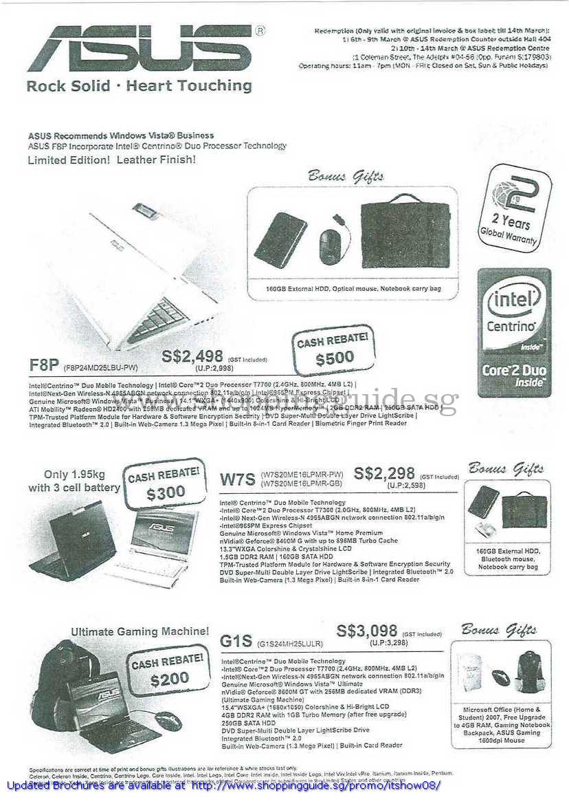 IT Show 2008 price list image brochure of Asus Notebooks F8P W7S G1S