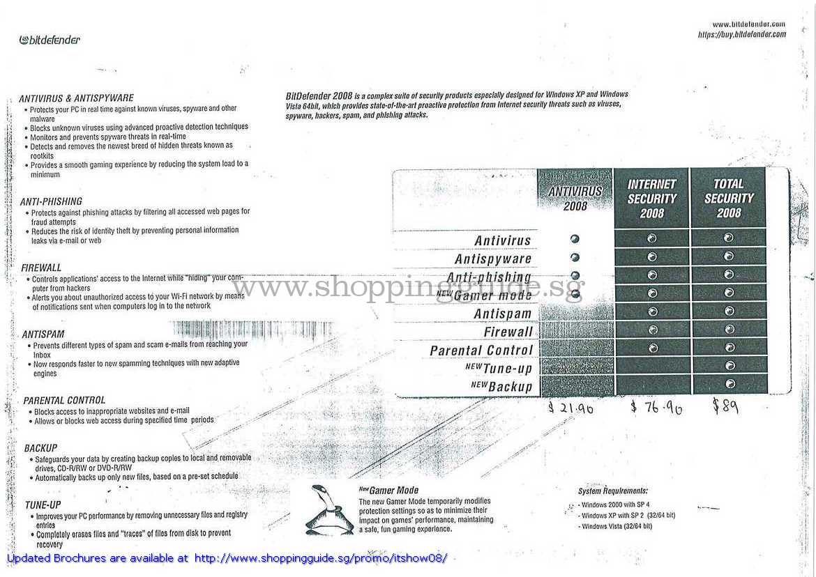 IT Show 2008 price list image brochure of BitDefender Antivirus Antispyware Internet Security 2008