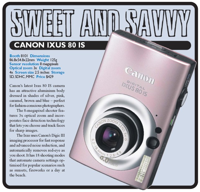 IT Show 2008 price list image brochure of Canon IXUS 80 IS Digital Camera