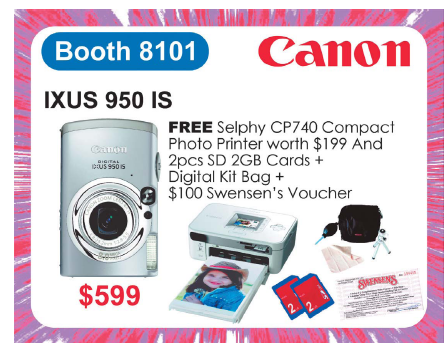 IT Show 2008 price list image brochure of Canon Ixus 950 IS Digital Camera