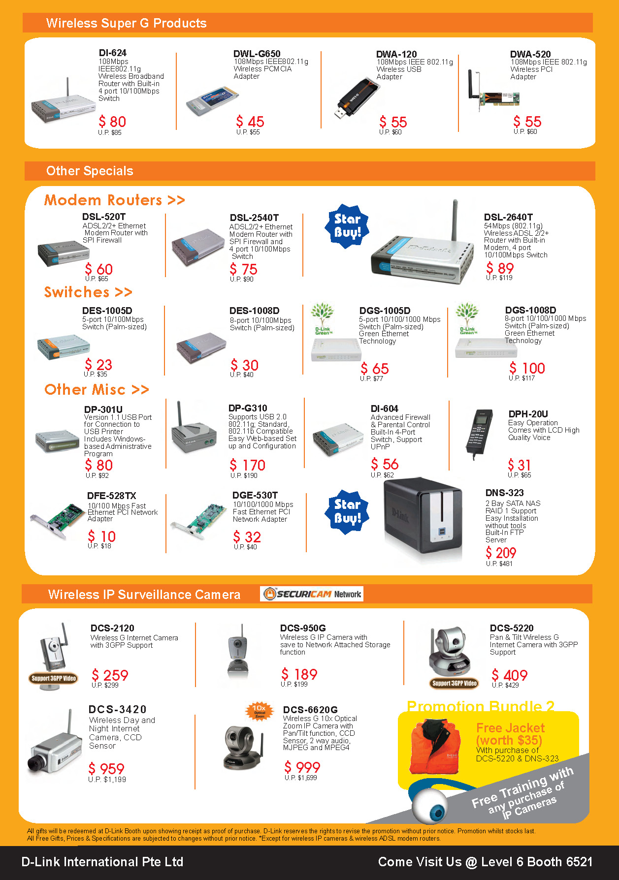 IT Show 2008 price list image brochure of D-Link Wireless Super G Router Wireless Modem Switches IP Camera Ethernet