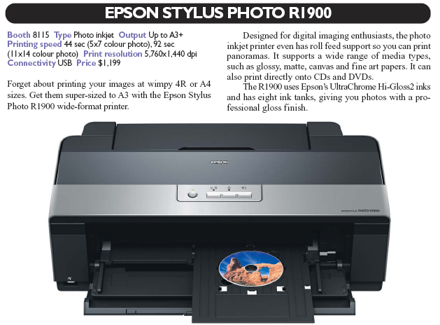 IT Show 2008 price list image brochure of Epson Stylus Photo R1900 Photo Inkjet Printer