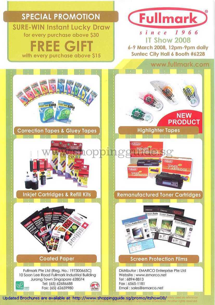 IT Show 2008 price list image brochure of Fullmark Correction Tape Inkjet Cartridge Refill Toner Coated Paper