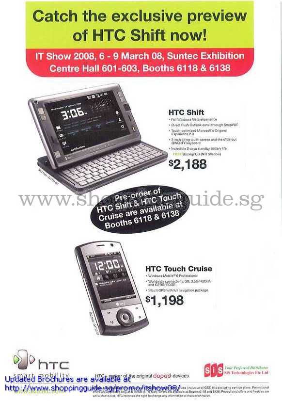 IT Show 2008 price list image brochure of HTC Shift Touch Cruise