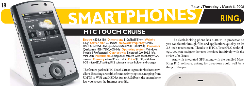 IT Show 2008 price list image brochure of HTC Touch Cruise