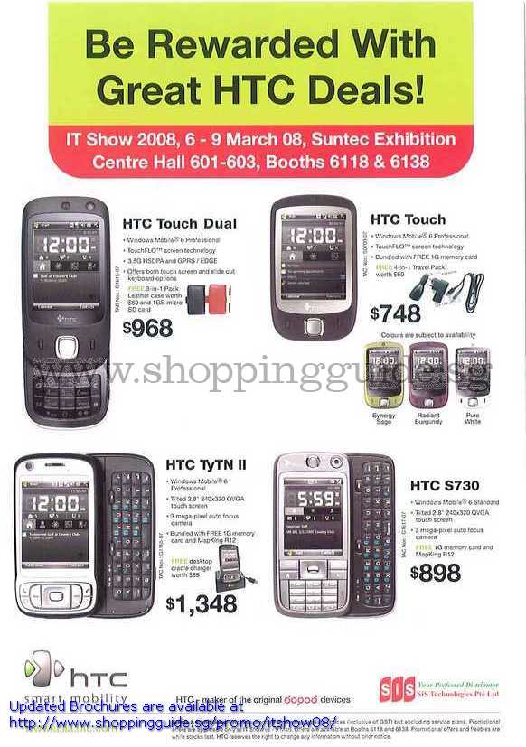 IT Show 2008 price list image brochure of HTC Touch Dual TyTN II S730