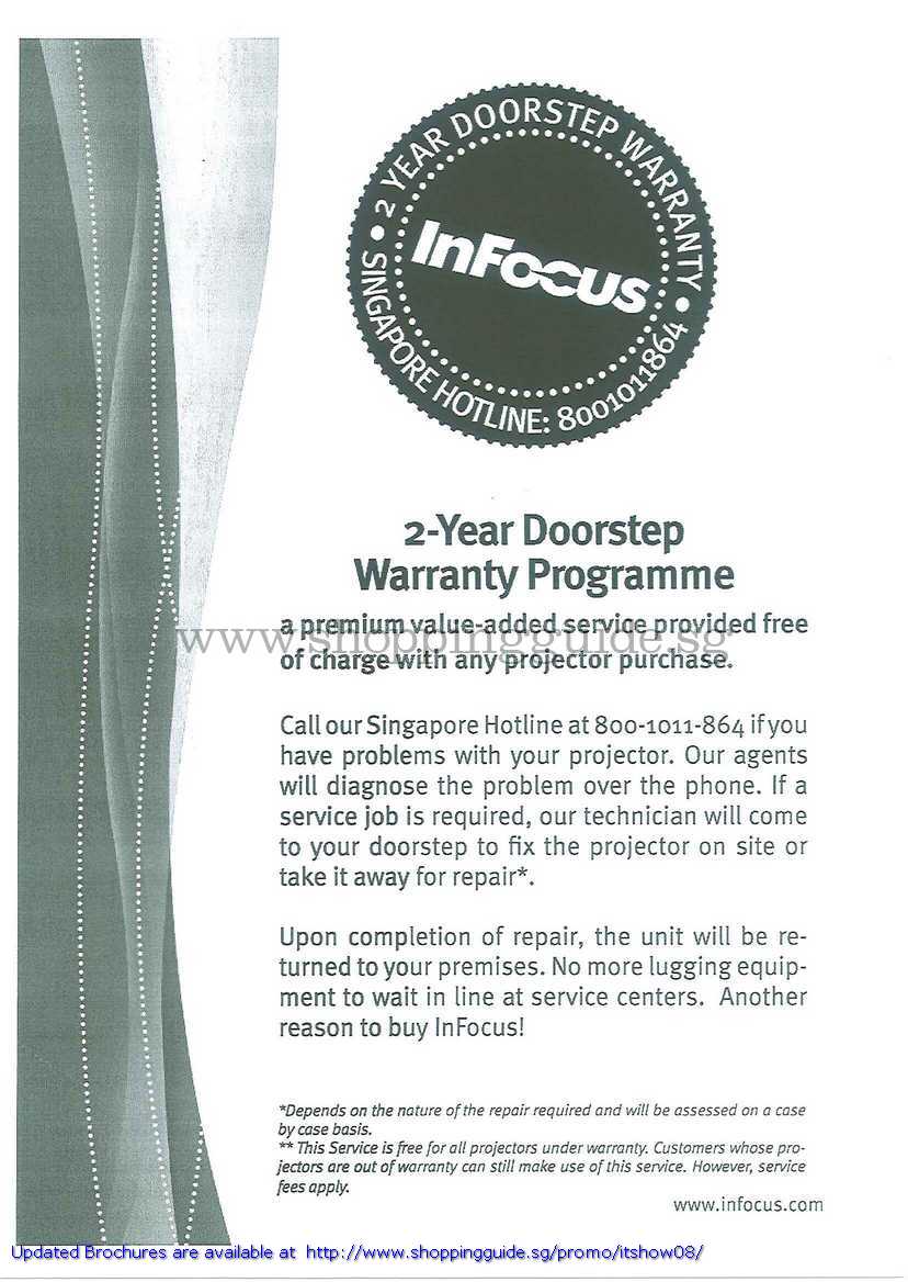 IT Show 2008 price list image brochure of Infocus Warranty Two Year