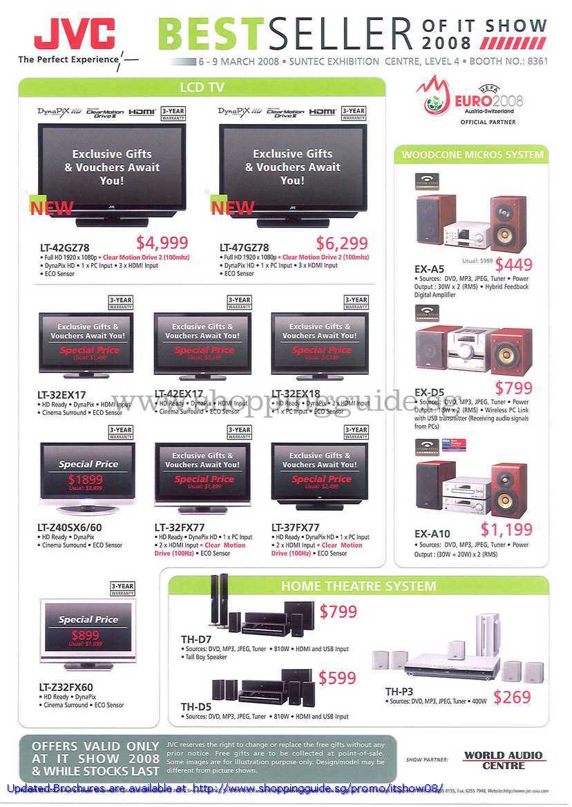 IT Show 2008 price list image brochure of JVC LCD TV LT 42GZ78 47GZ78 Woodcone Micro Home Theatre System