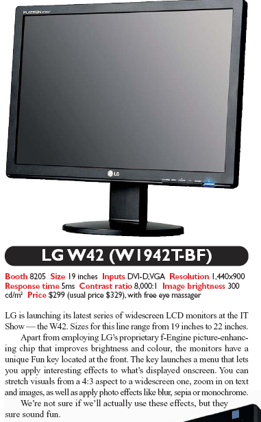 IT Show 2008 price list image brochure of LG W42 LCD Monitor W1842T-BF
