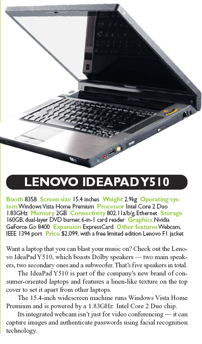 IT Show 2008 price list image brochure of Lenovo Ideapad Notebook Y510