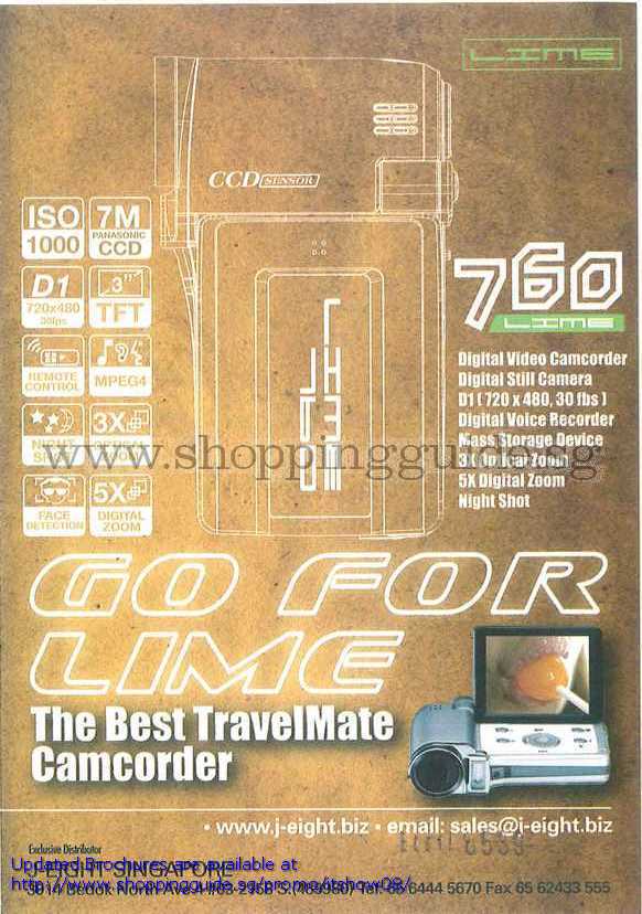 IT Show 2008 price list image brochure of Lime Camcorder 760 Digital Video TravelMate