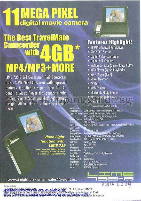 IT Show 2008 price list image brochure of Lime Camcorder TravelMate 735 Digital Video Camera