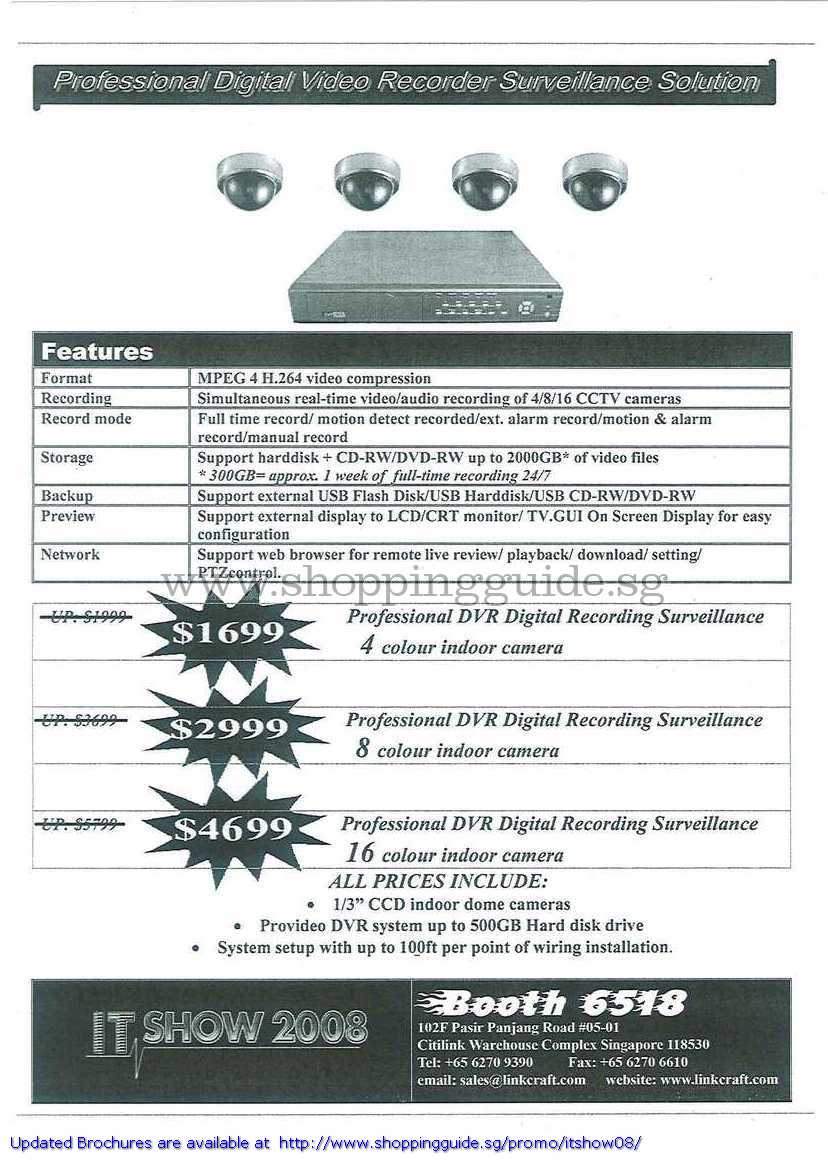 IT Show 2008 price list image brochure of Linkcraft Digital Video Recorder Surveillance