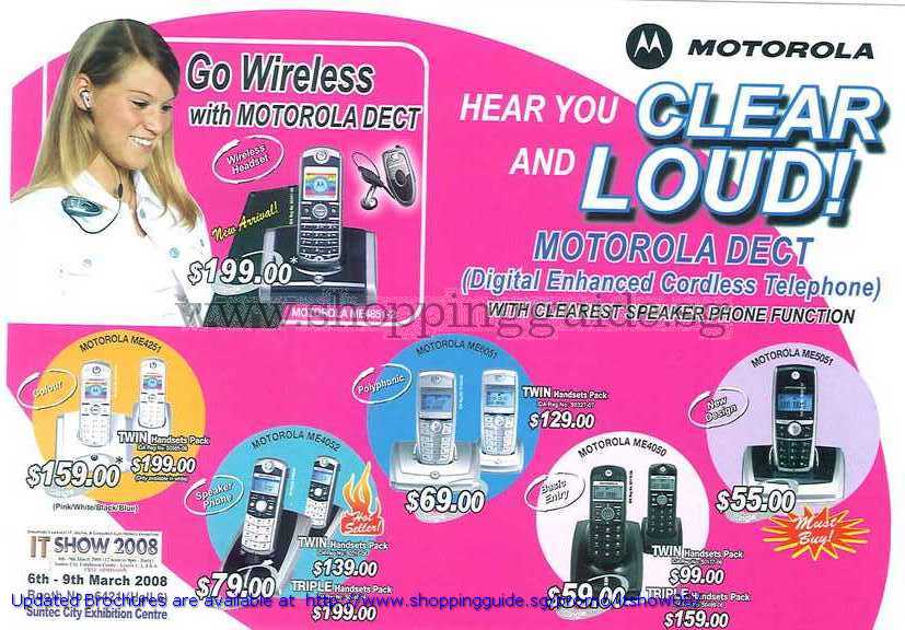 IT Show 2008 price list image brochure of Motorola Dect Phones