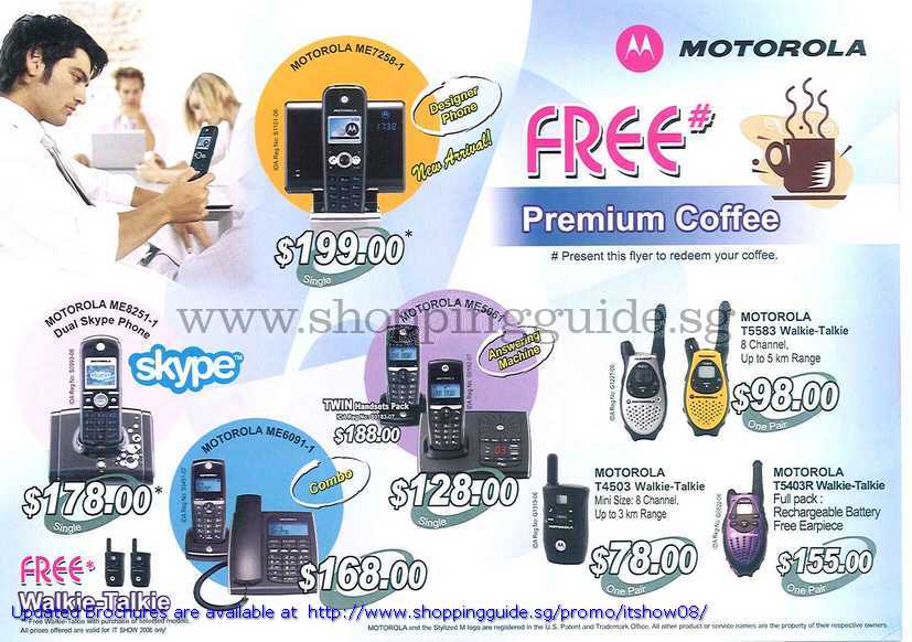 IT Show 2008 price list image brochure of Motorola Home Phone Walkie Talkie Skype