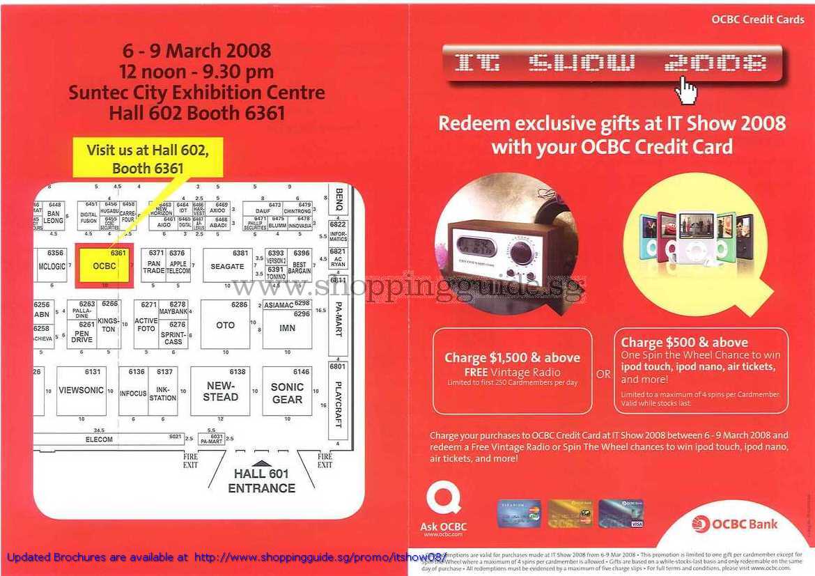 IT Show 2008 price list image brochure of OCBC Credit Card Promotion Gifts