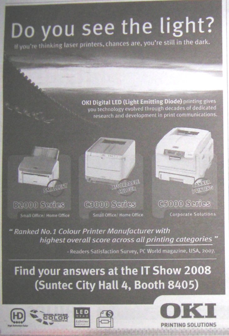 IT Show 2008 price list image brochure of Oki Colour Printers B2000 C3000 C5000 Digital LED