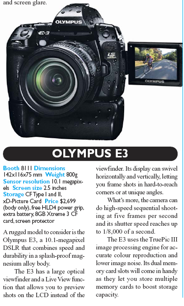 IT Show 2008 price list image brochure of Olympus E3 Digital Camera DSLR