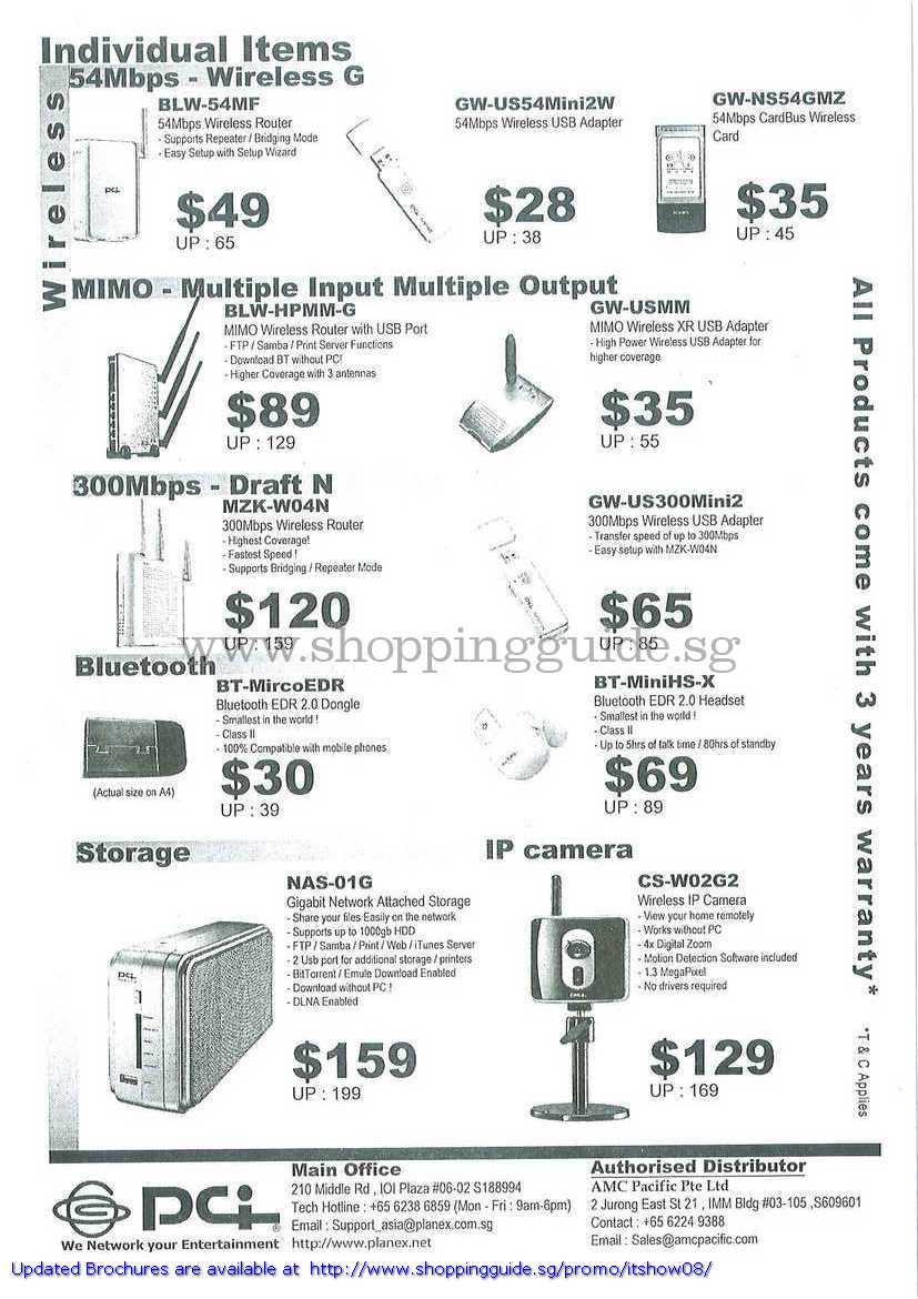 IT Show 2008 price list image brochure of PCI Wireless Router MIMO Draft N Bluetooth Dongle Headset NAS IP Camera
