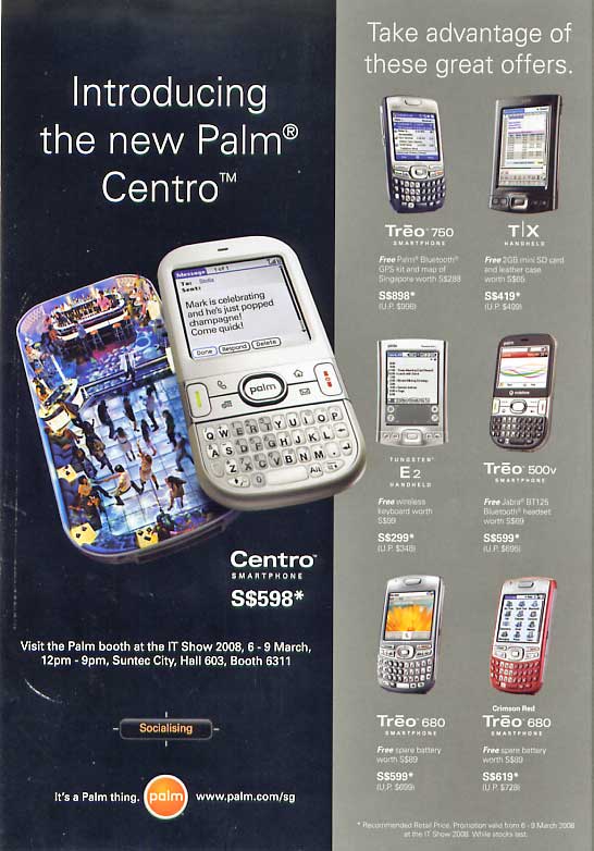 IT Show 2008 price list image brochure of Palm Centro PDA Treo 750 Tix E2 500v 680