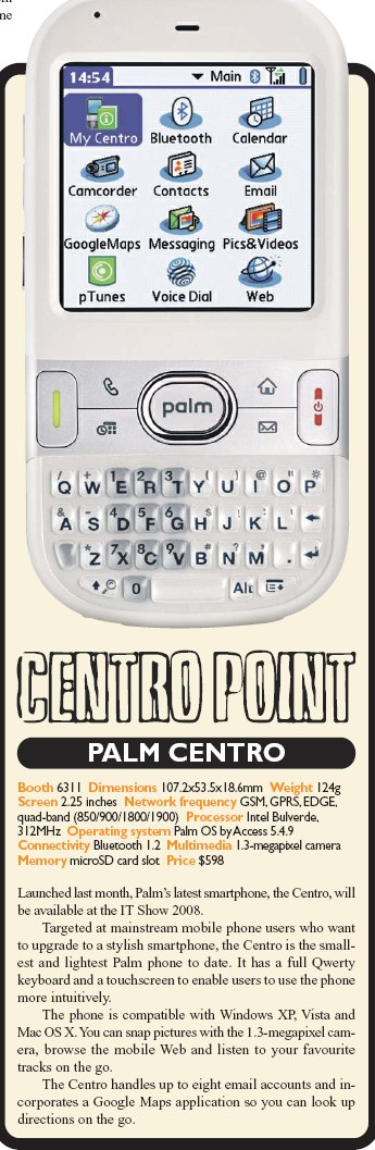 IT Show 2008 price list image brochure of Palm Centro PDA