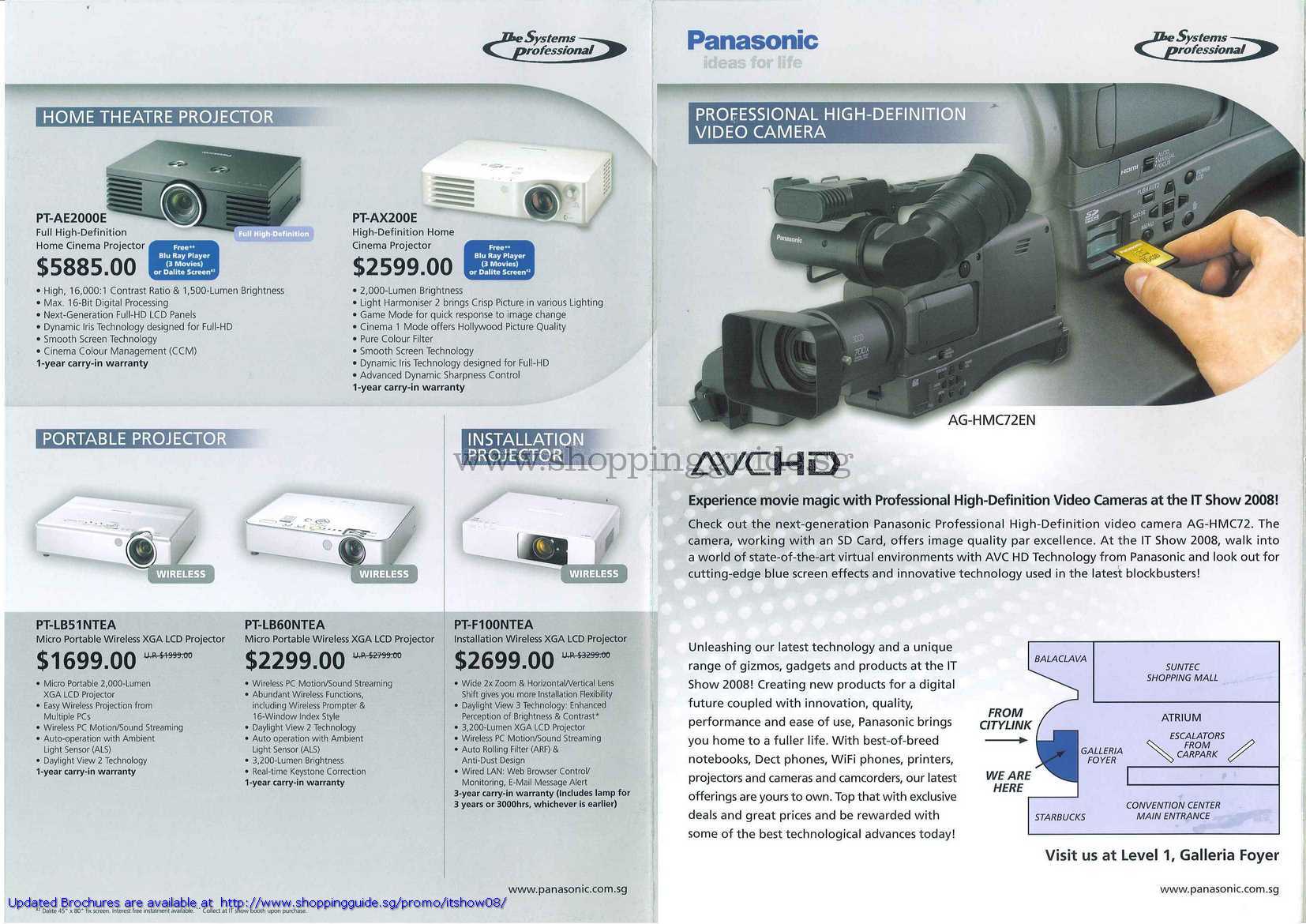 IT Show 2008 price list image brochure of Panasonic Projectors Portable Video Camcorder