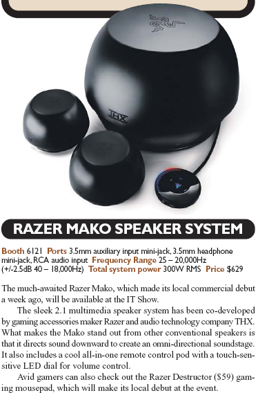IT Show 2008 price list image brochure of Razer Mako Speaker Destructor Mousepad