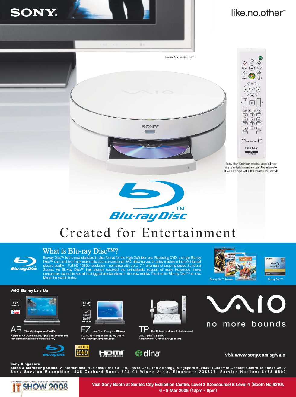 IT Show 2008 price list image brochure of Sony Blu Ray Disc Player AR FZ TP