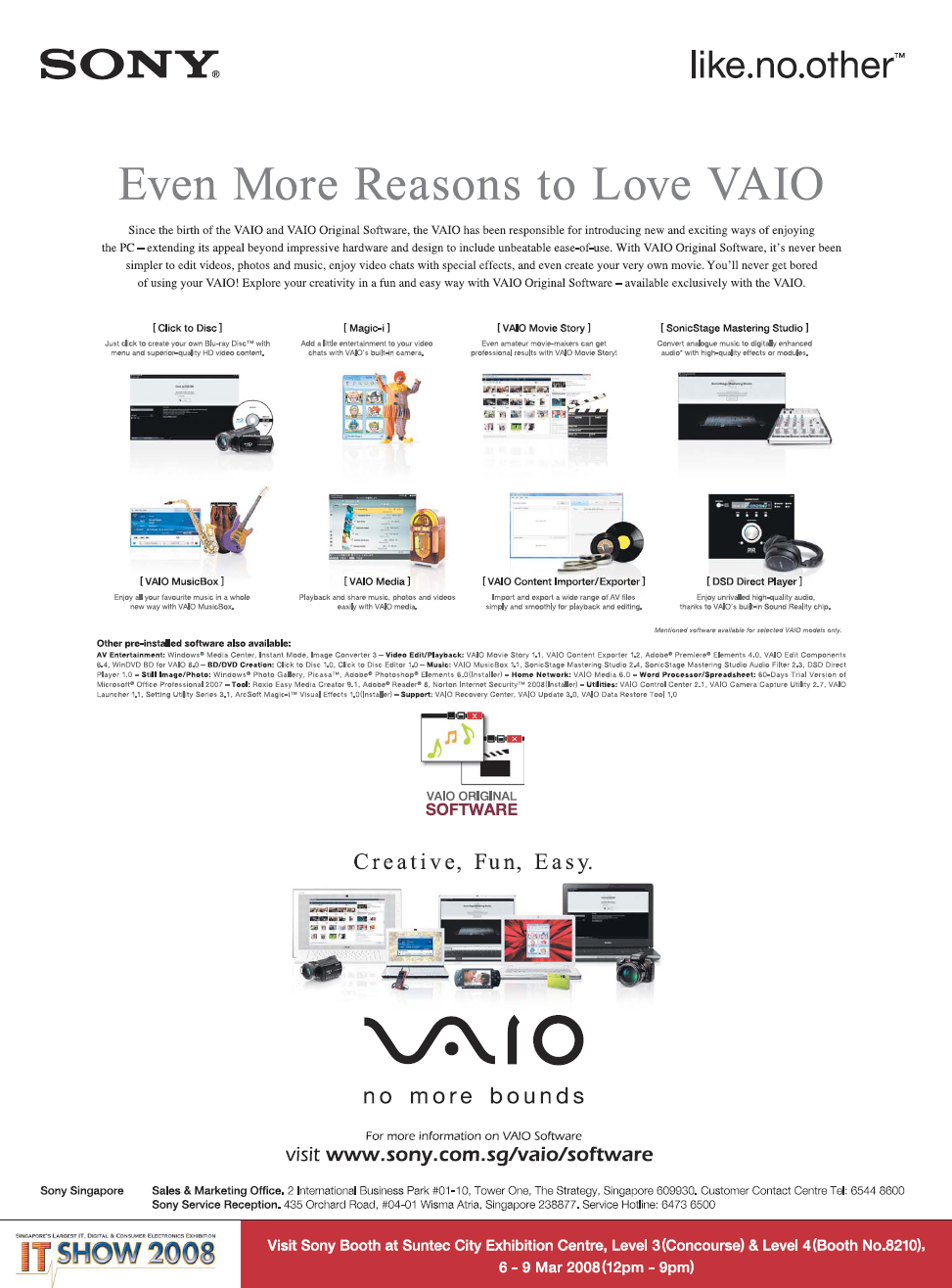 IT Show 2008 price list image brochure of Sony Vaio Notebook Reasons To Love