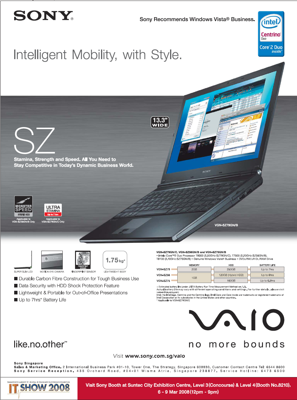 IT Show 2008 price list image brochure of Sony Vaio Notebook SZ VGN-SZ79GN B