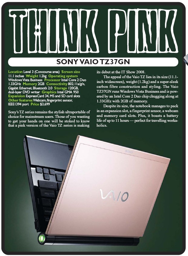 IT Show 2008 price list image brochure of Sony Vaio Notebook TZ37GN TZ