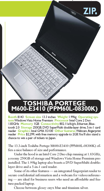IT Show 2008 price list image brochure of Toshiba Notebook Portege M600 E3410 PPM60L 08300K