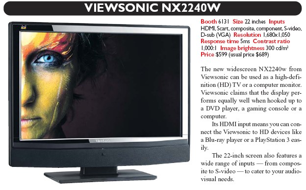 IT Show 2008 price list image brochure of Viewsonic LCD Monitor TV NX2240W