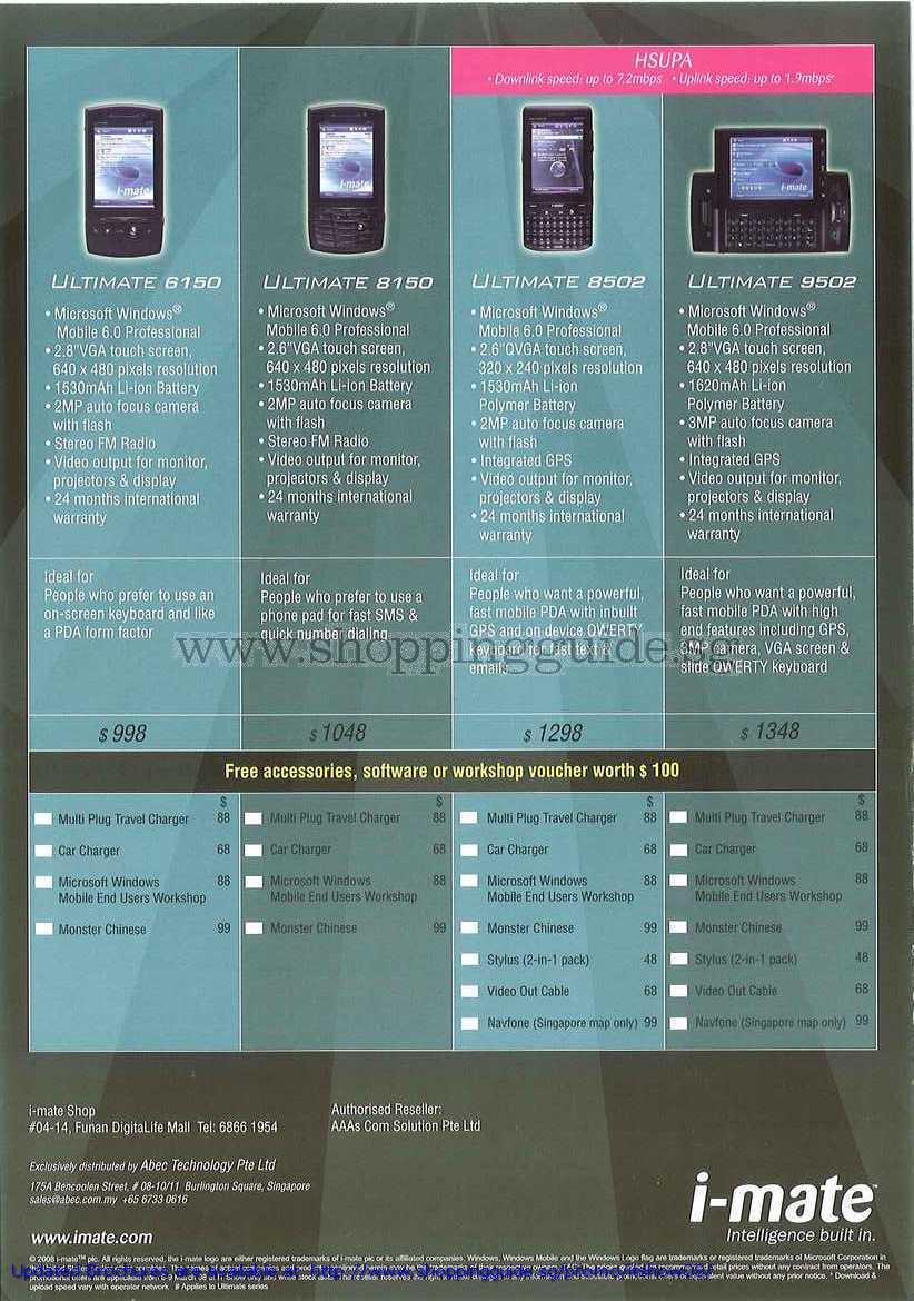 IT Show 2008 price list image brochure of I-mate Ultimate 6150 8150 8502 9502 PDA